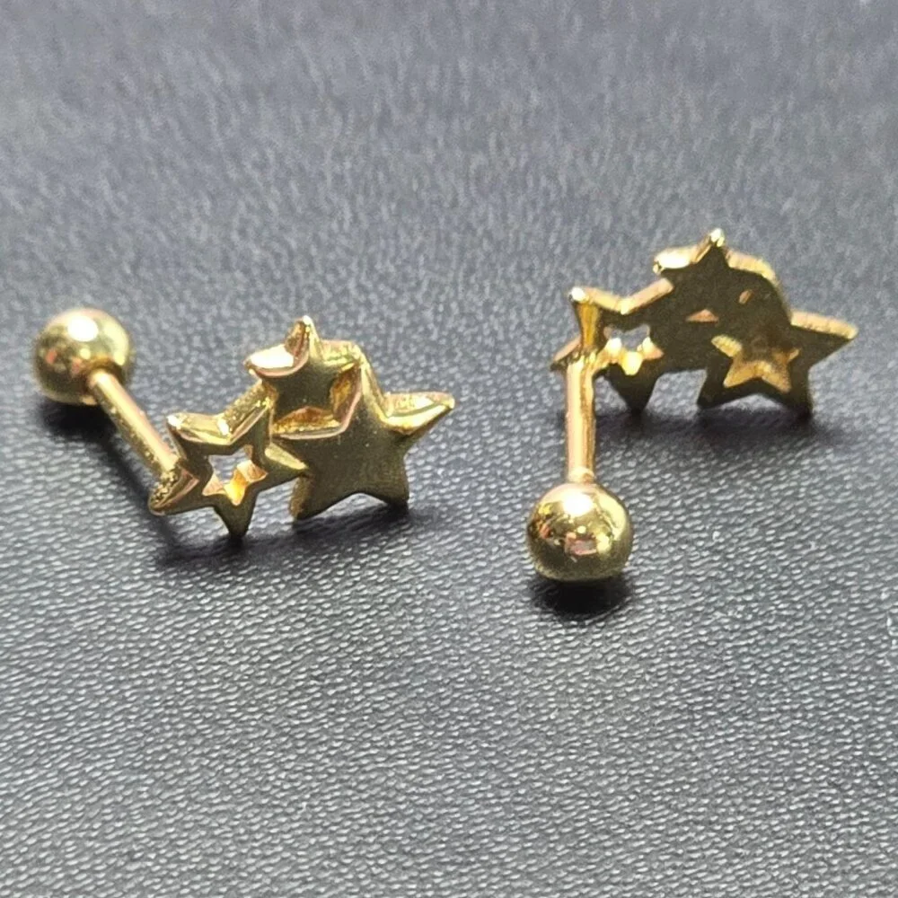 Golden Star‎ Cluster Stud Earrings With Screw Back (NWOT)